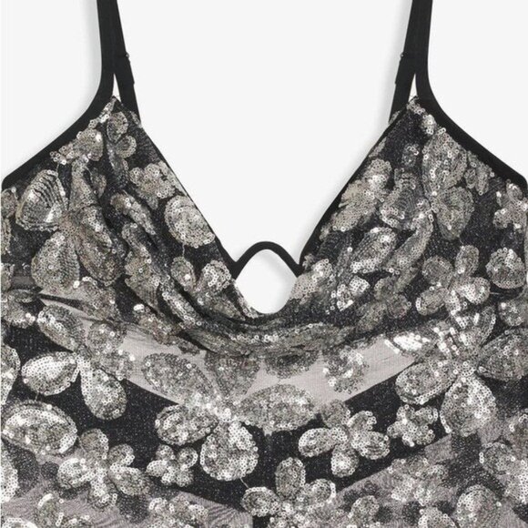 For Love And Lemons Black and Silver Floral Mini Dress - Picture 5 of 14